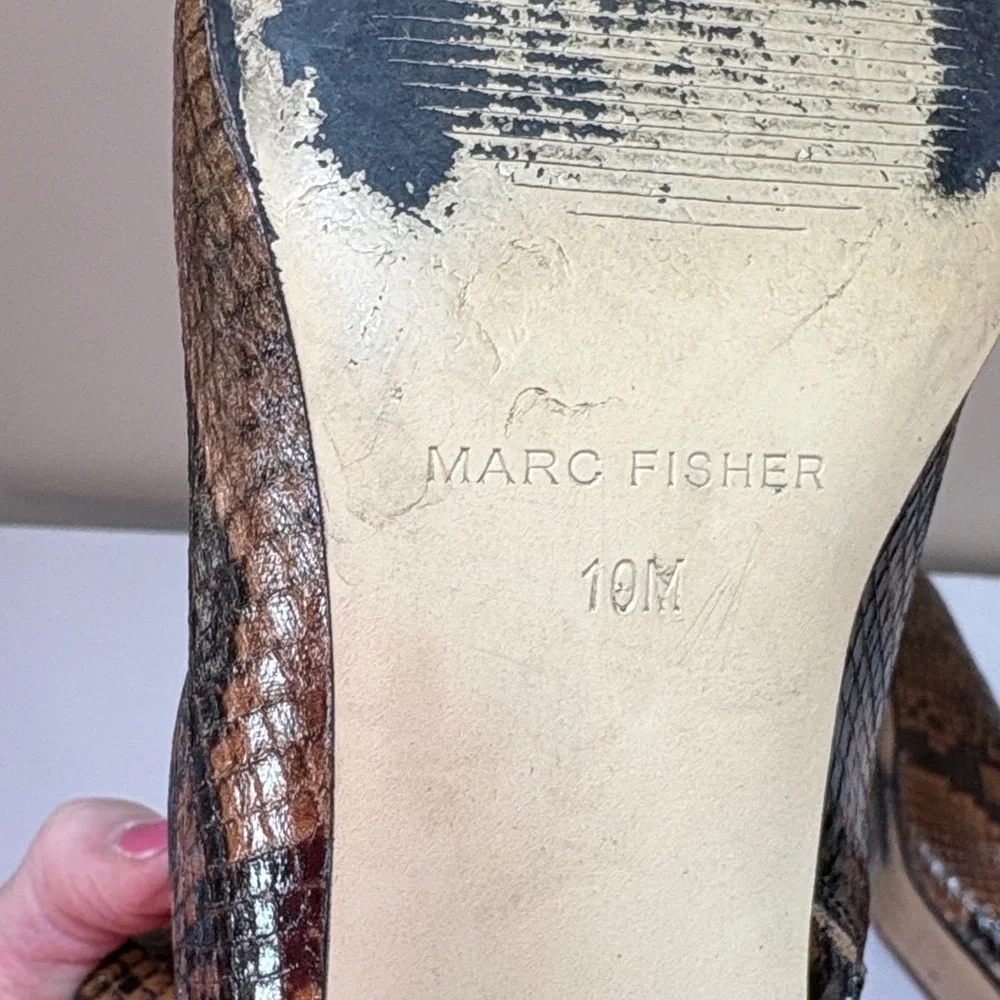 Marc Fisher Women's Snake-Print Pointed Toe Ankle Booties - Brown/Black